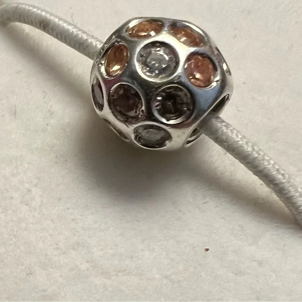 Chamilia Brown Disco Ball Swarovski Charm Bead.925 EUC #202